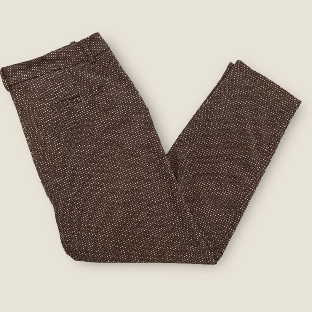Zara women’s trousers Brown with tiny‎ cream dots size 10
